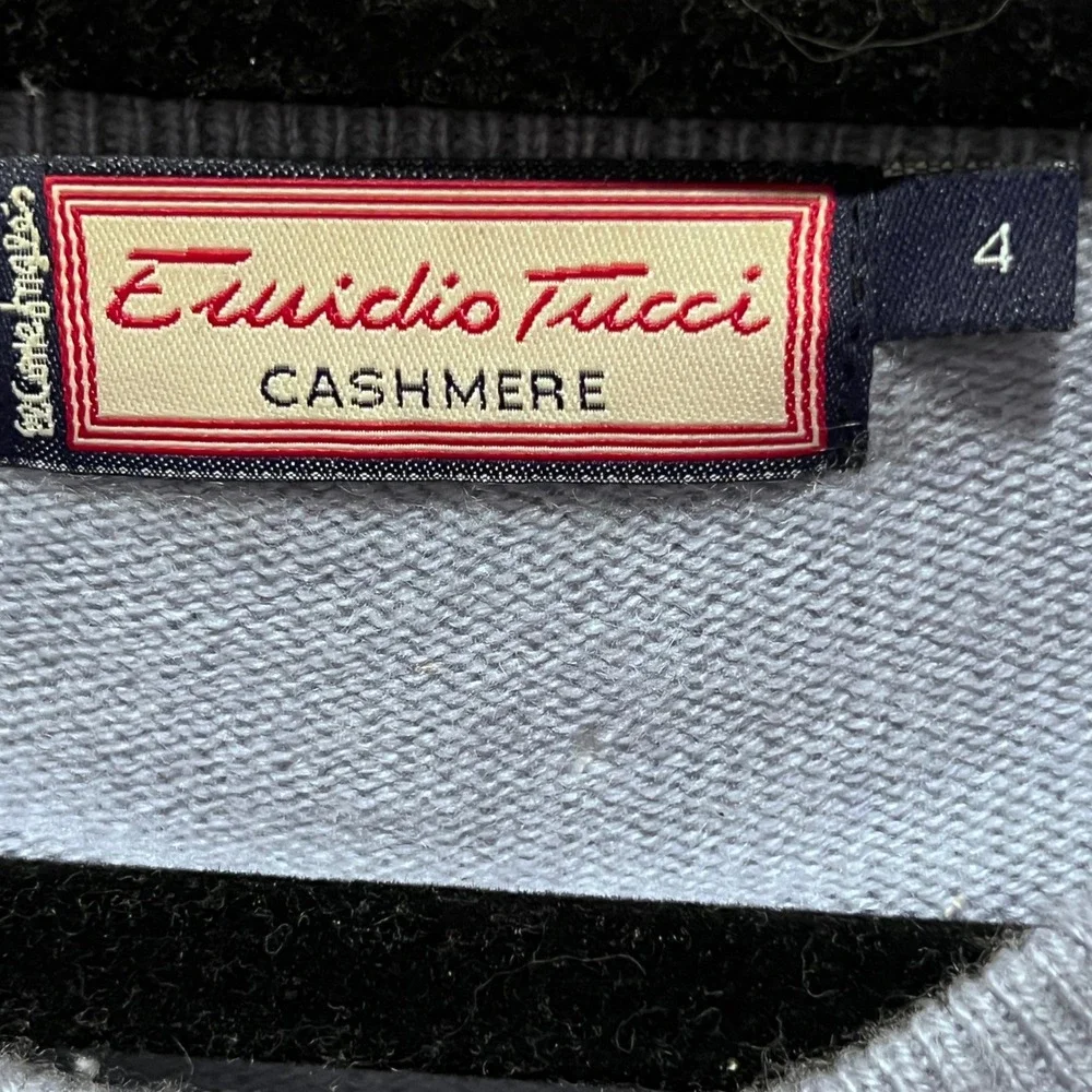 Eucidio Tucci Spain Mens Soft Blue Cashmere‎ Crewneck Sweater Size Medium READ